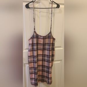SHEIN Prive Plus Plaid Split Hem Dress